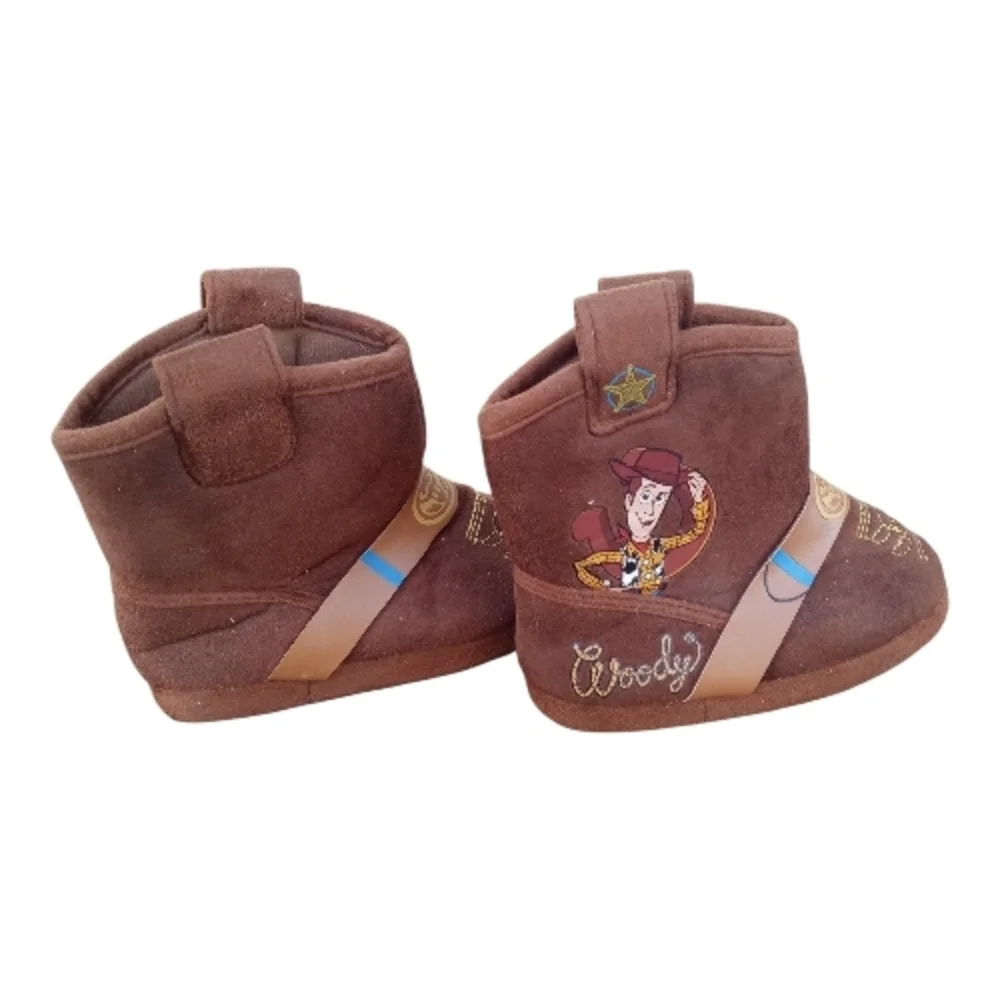 M4)  Disney Toy Story Woody Toddler Boots Slippers Size 5-6 Brown Soft Costume